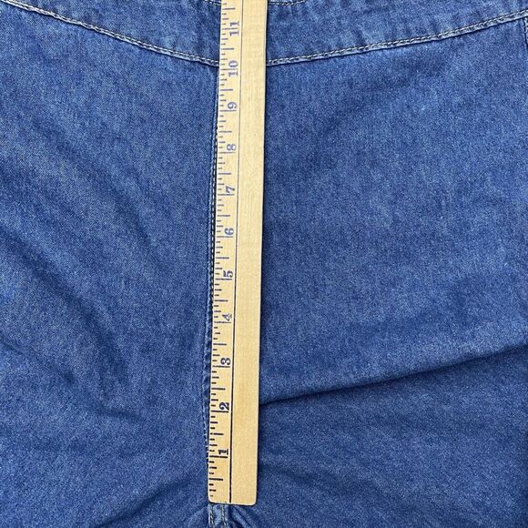 EZwear Size Large Solid Wide Leg Halter Top Denim Overalls Medium Wash - Picture 10 of 16